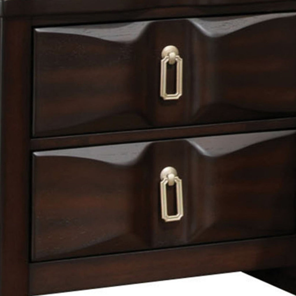 Transitional Style Wood Nightstand with 2 Drawers Espresso Brown AMF-24573