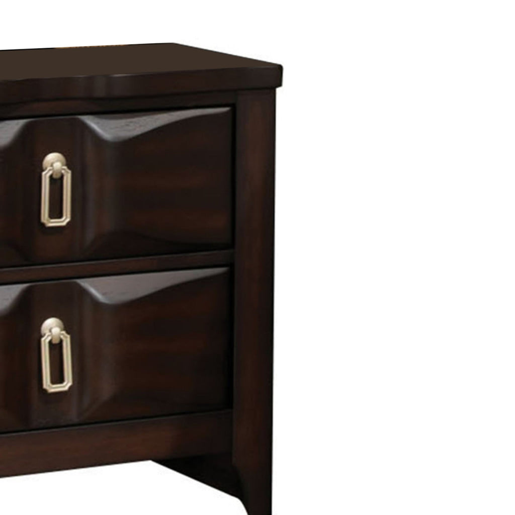 Transitional Style Wood Nightstand with 2 Drawers Espresso Brown AMF-24573