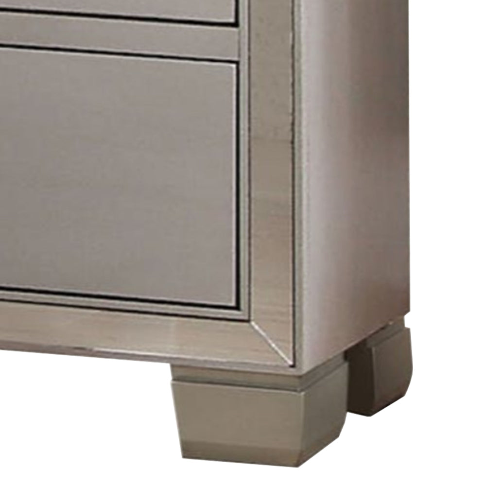 Two Drawer Nightstand With Mirror Insert Front Trim Platinum AMF-24843