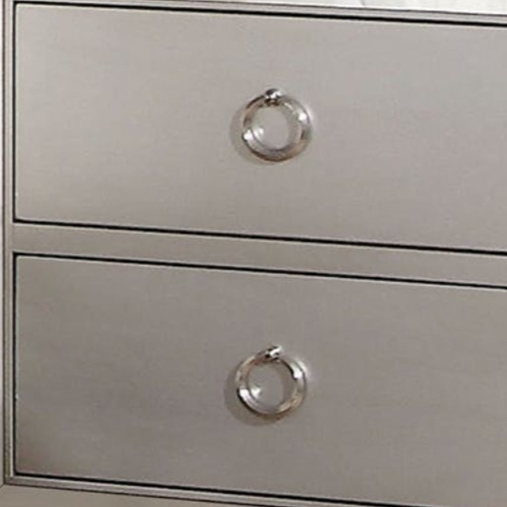 Two Drawer Nightstand With Mirror Insert Front Trim Platinum AMF-24843