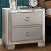 Two Drawer Nightstand With Mirror Insert Front Trim, Platinum