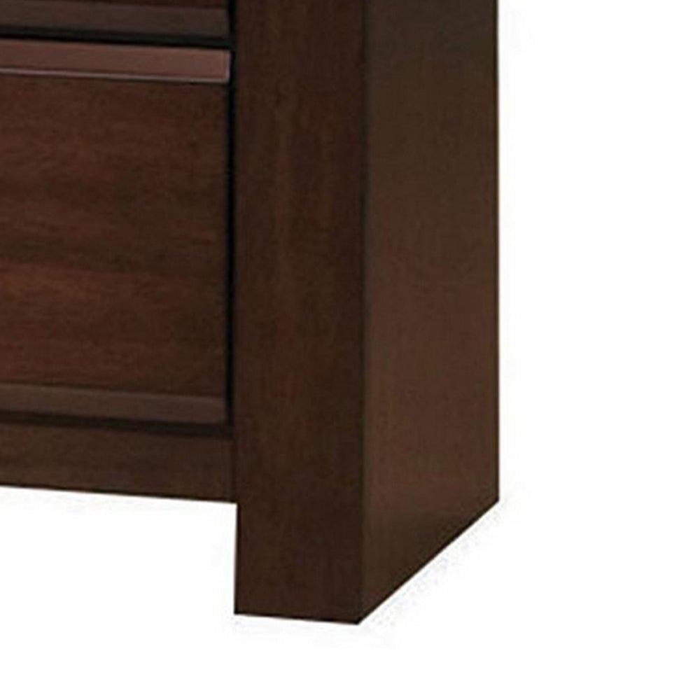 Wooden Two Drawer Nightstand In Walnut Finish AMF-25793