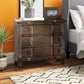 Three Drawer Nightstand With Round Knobs Side Metal Glide In Weathered Oak Finish - ACME