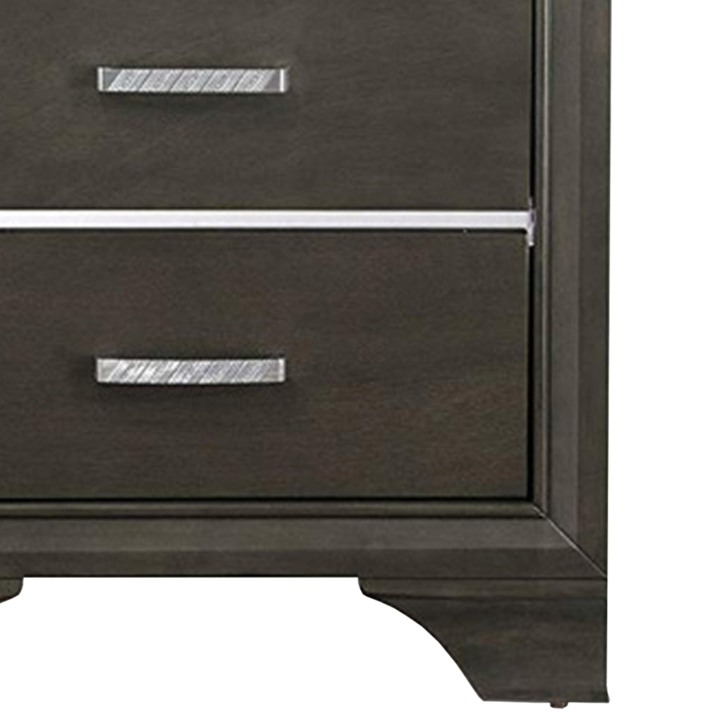 Wooden Two Drawer Nightstand With Bracket Legs Gray AMF-26263