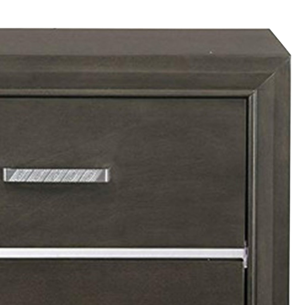 Wooden Two Drawer Nightstand With Bracket Legs Gray AMF-26263