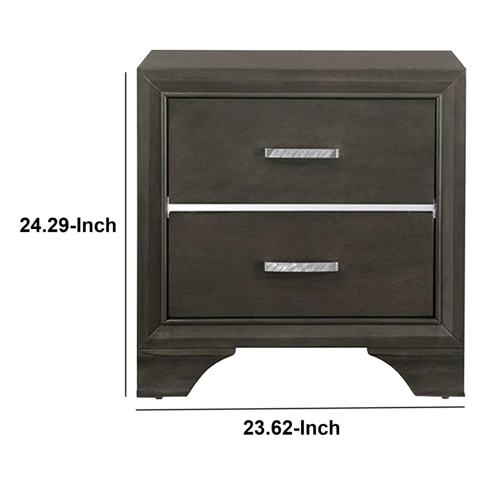 Wooden Two Drawer Nightstand With Bracket Legs Gray AMF-26263