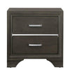 Wooden Two Drawer Nightstand With Bracket Legs, Gray