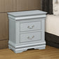 Traditional Style Wooden Nightstand with Two Drawers and Bracket Base, Gray - 26733