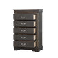 Traditional Style Five Drawer Wooden Chest with Bracket Base, Dark Gray - 26796