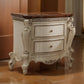 Two Drawer Nightstand With Cabriole Legs, Antique Pearl & Cherry Oak