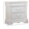 2 Drawer Wooden Nightstand with Hanging Pulls and Bracket Feet White AMF-30243