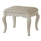 Traditional Style Wood and Leatherette Vanity Stool with Padded Seat White AMF-30519