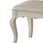 Traditional Style Wood and Leatherette Vanity Stool with Padded Seat White AMF-30519