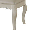 Traditional Style Wood and Leatherette Vanity Stool with Padded Seat White AMF-30519