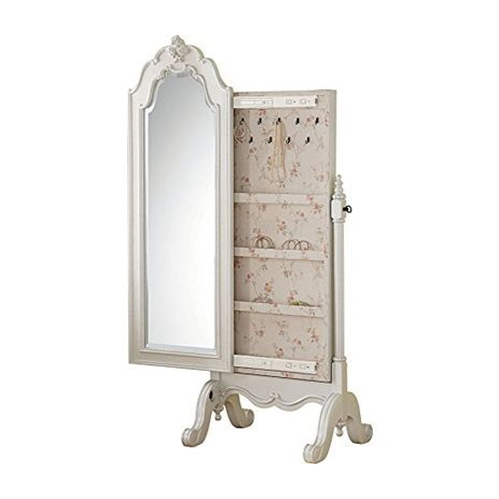 65’ Mirrored Wooden Jewelry Armoire White By ACME AMF-30520