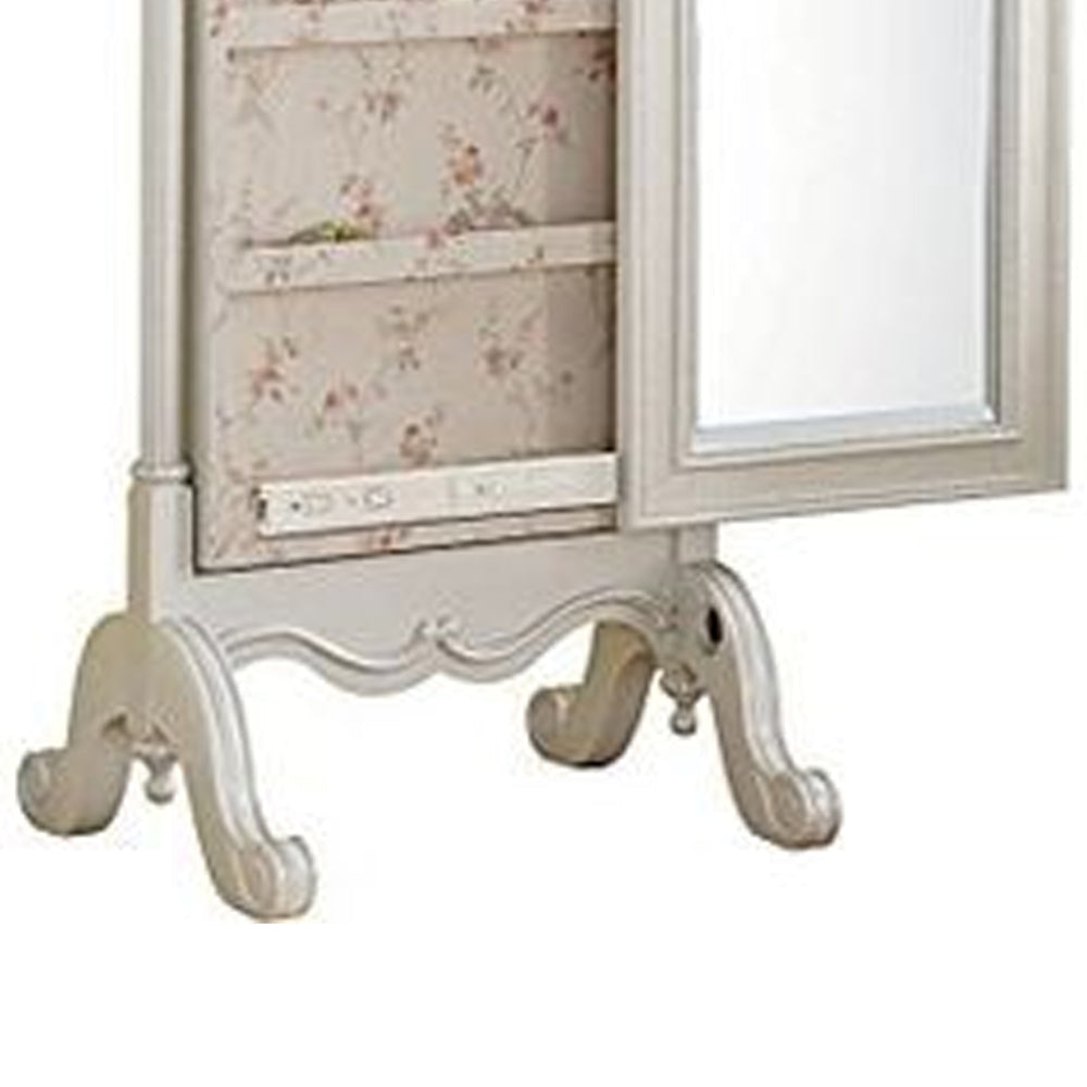 65’ Mirrored Wooden Jewelry Armoire White By ACME AMF-30520