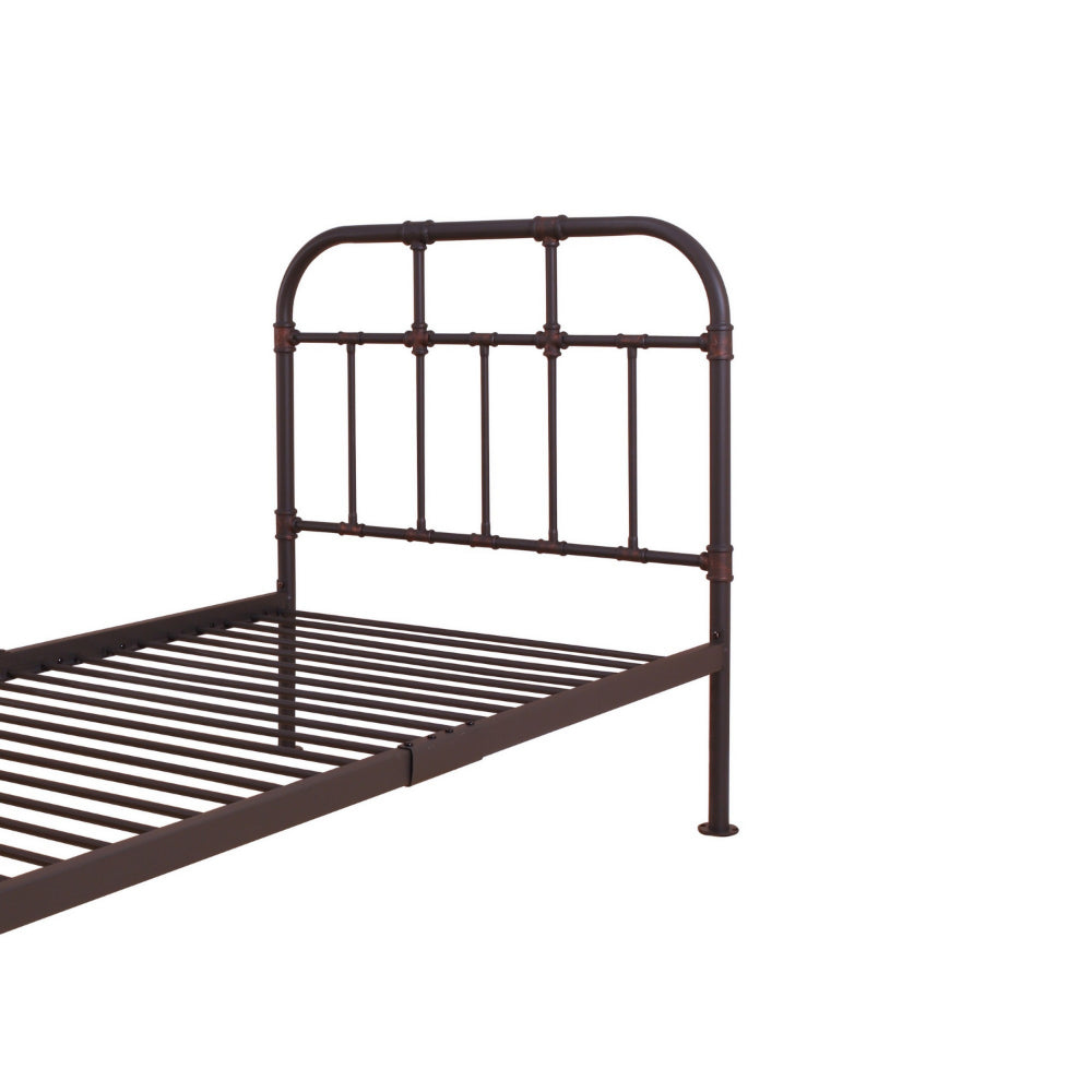 Metal Twin Bed with Pipe Design Structure Antique Bronze By Casagear Home AMF-30730T