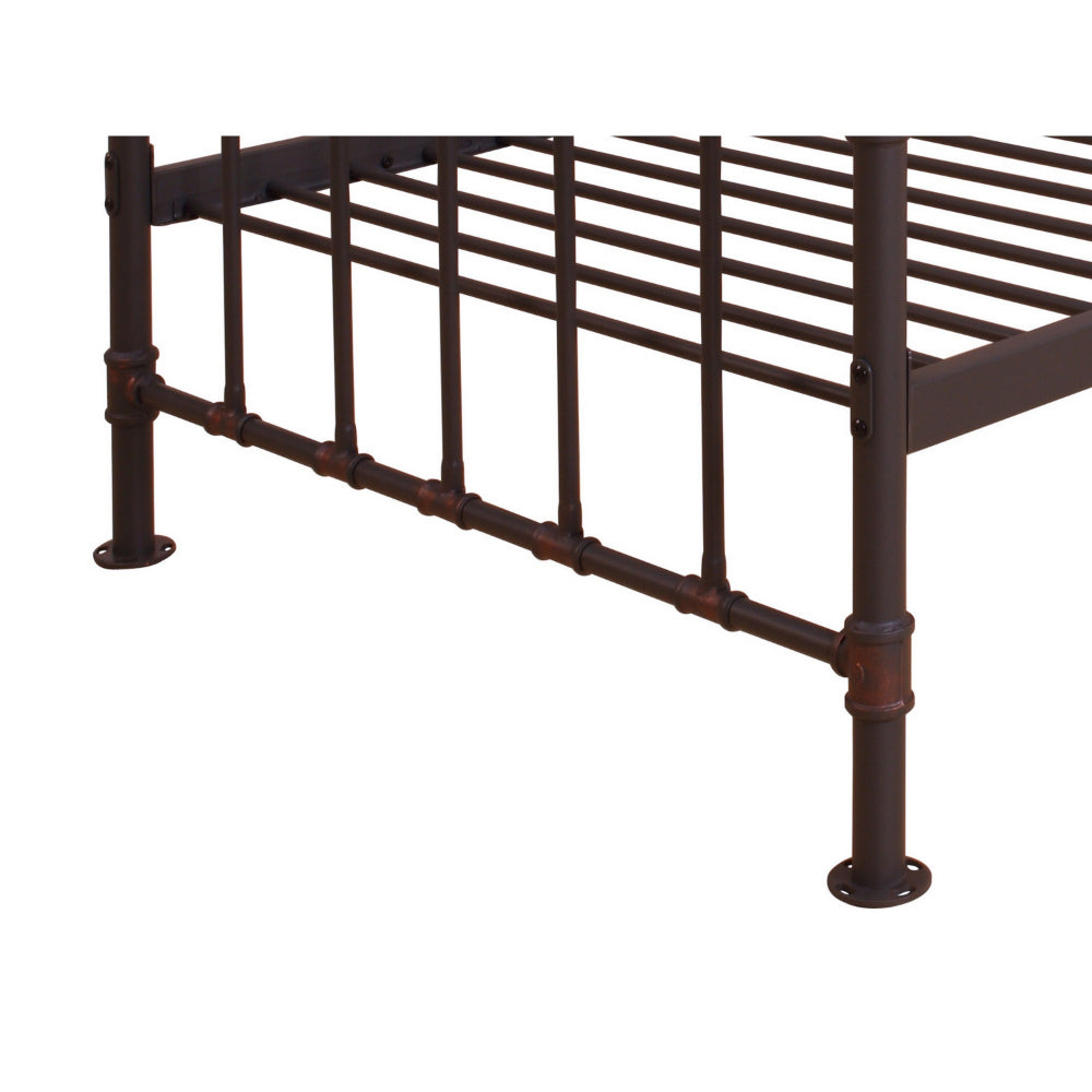 Metal Twin Bed with Pipe Design Structure Antique Bronze By Casagear Home AMF-30730T