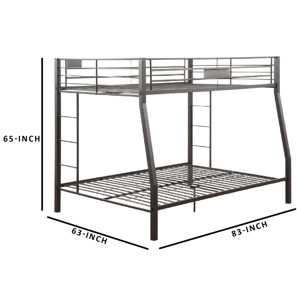 Metal Full XL/Queen Bunk Bed Black Sand By Casagear Home AMF-38005