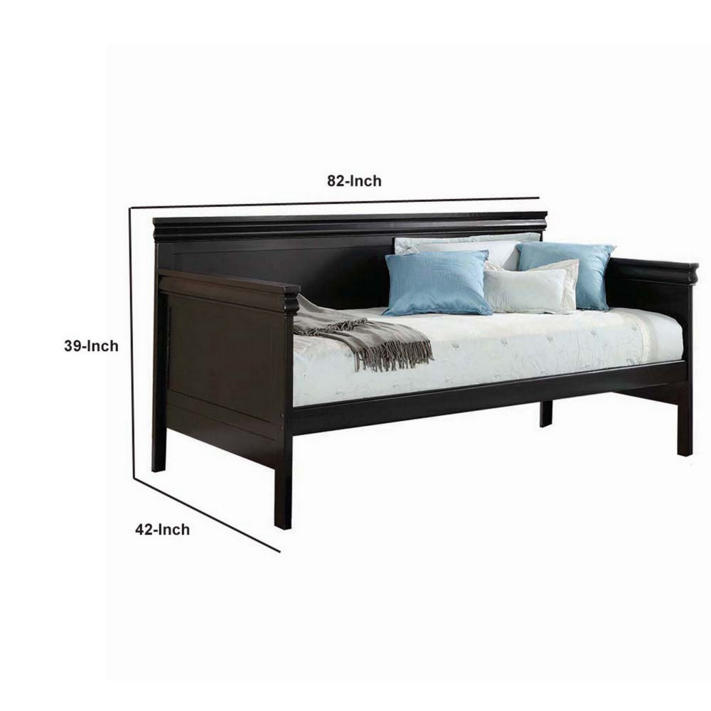 Sturdy Wooden Daybed Black By Casagear Home AMF-39095