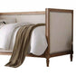 Elegant Daybed Cream Linen & Salvage Oak Brown By Casagear Home AMF-39175