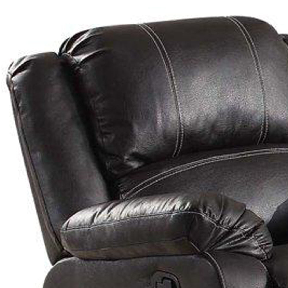 Metal and Leatherette Rocker Recliner with Cushioned Armrests Black AMF-52287