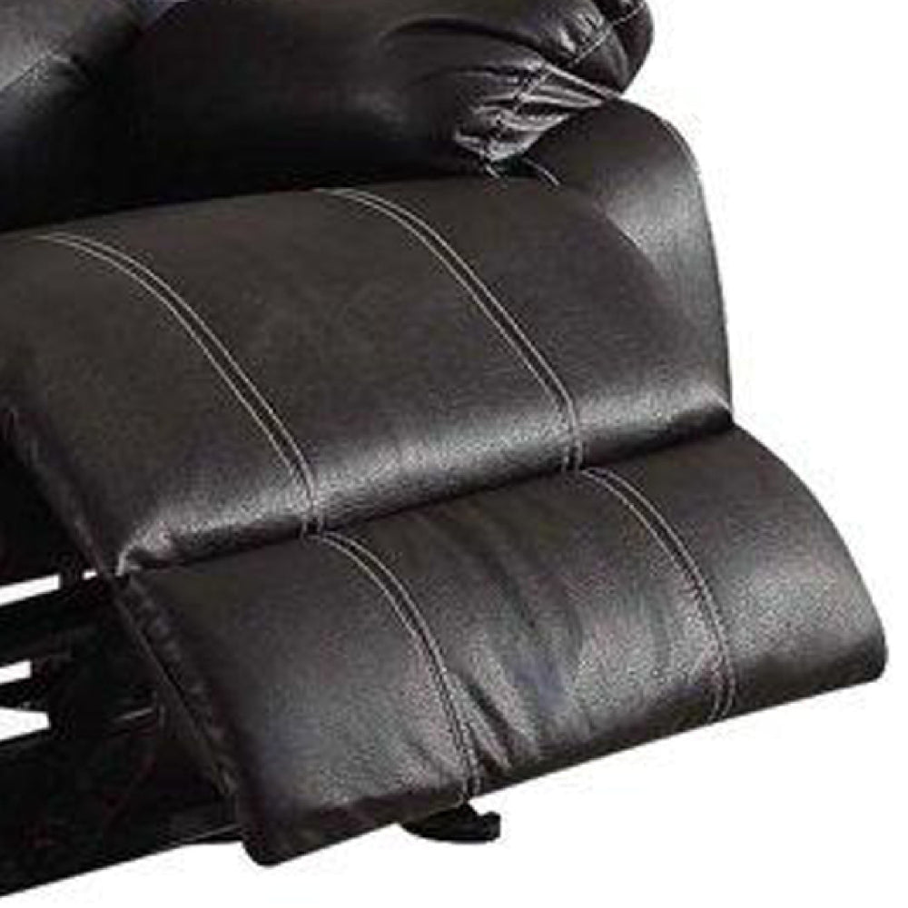 Metal and Leatherette Rocker Recliner with Cushioned Armrests, Black