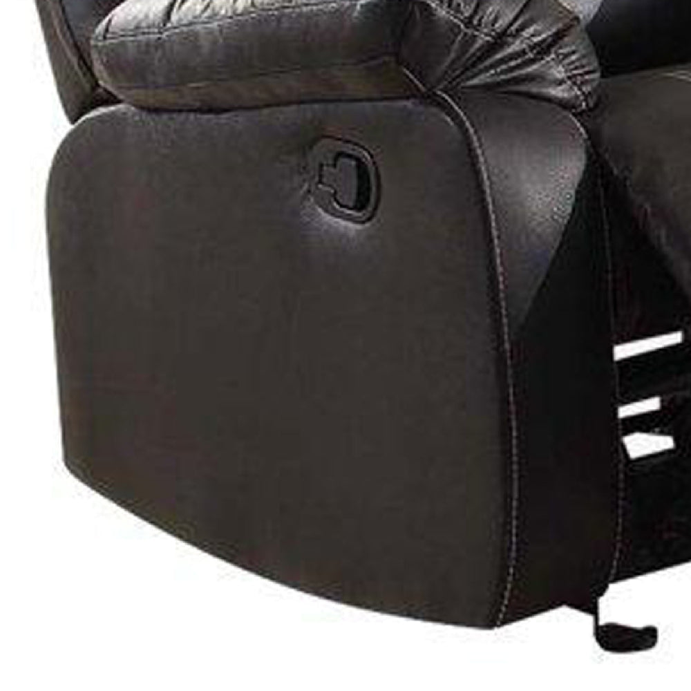 Metal and Leatherette Rocker Recliner with Cushioned Armrests Black AMF-52287