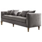 Regal Gray Velvet Sofa with 4 Pillows By Casagear Home AMF-53580