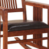 Mission Style Rocking Chair with Leatherette Padded Seat Brown and Black AMF-59214