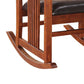 Mission Style Rocking Chair with Leatherette Padded Seat Brown and Black AMF-59214