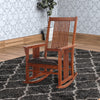 Mission Style Rocking Chair with Leatherette Padded Seat, Brown and Black