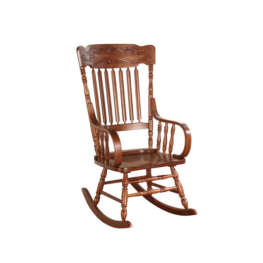 11 Inch Seat Height Wood Kids Rocking Chair, Spindle Accents, Tobacco Brown-ACME