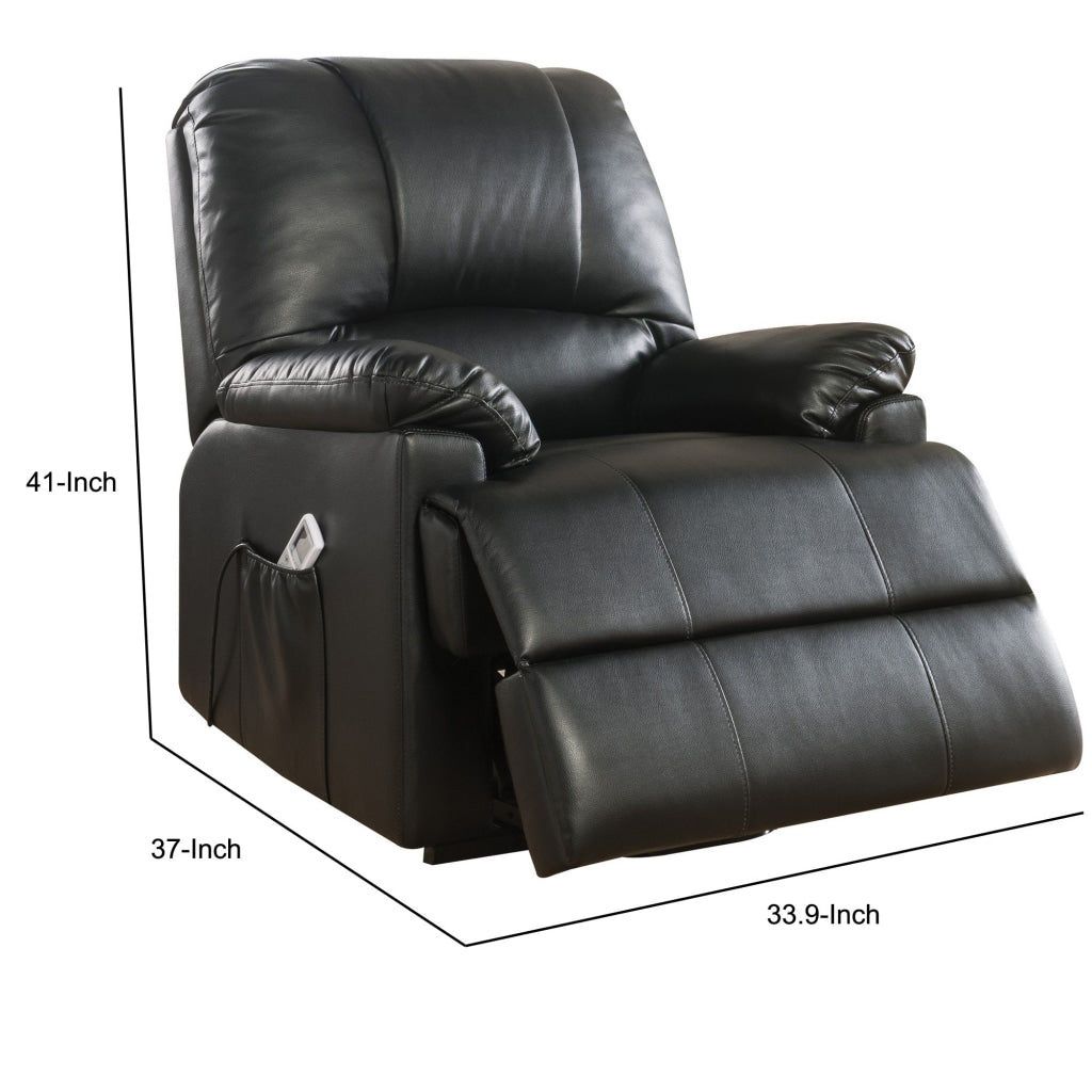 Contemporary Polyurethane Upholstered Metal Recliner with Power Lift Black AMF-59285