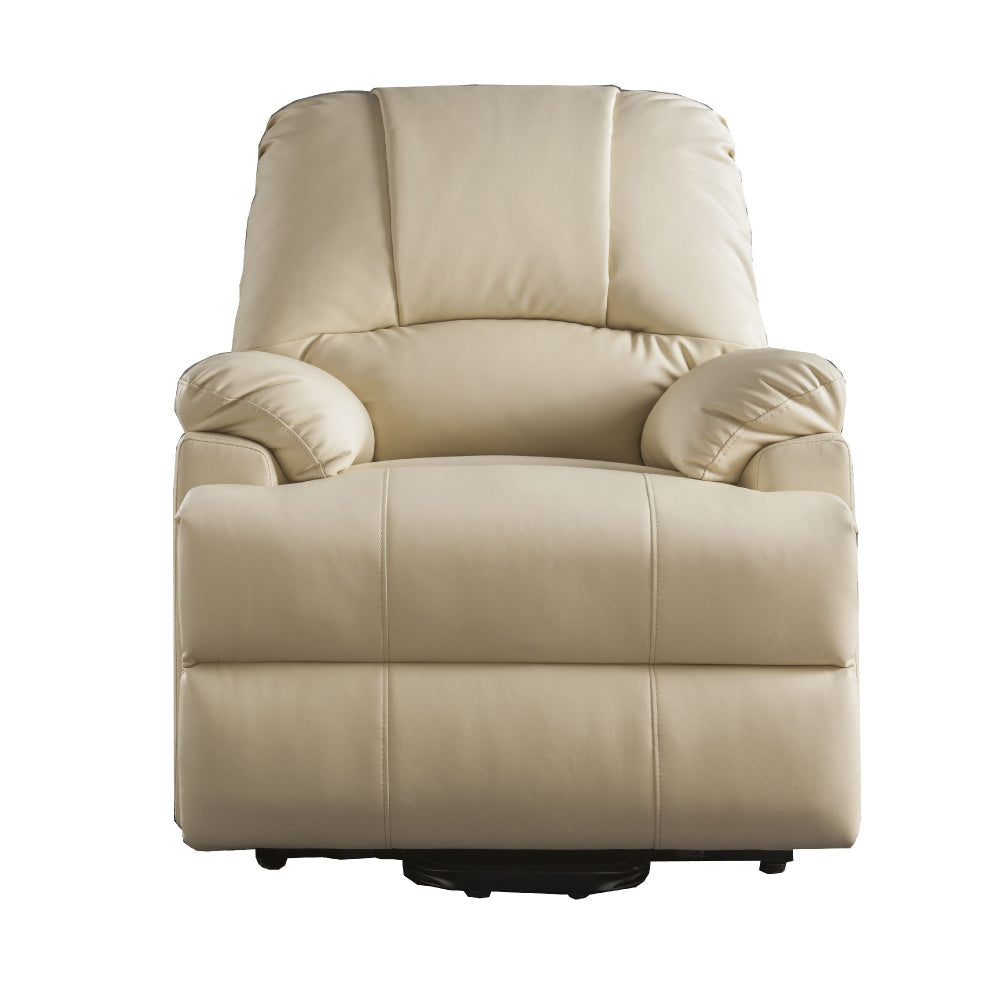 Contemporary Polyurethane Upholstered Metal Recliner with Power Lift Beige AMF-59286