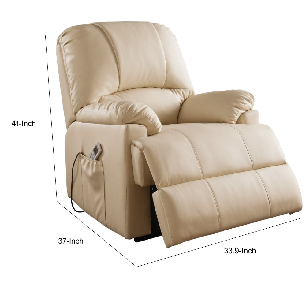 Contemporary Polyurethane Upholstered Metal Recliner with Power Lift Beige AMF-59286