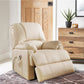 Contemporary Polyurethane Upholstered Metal Recliner with Power Lift Beige AMF-59286