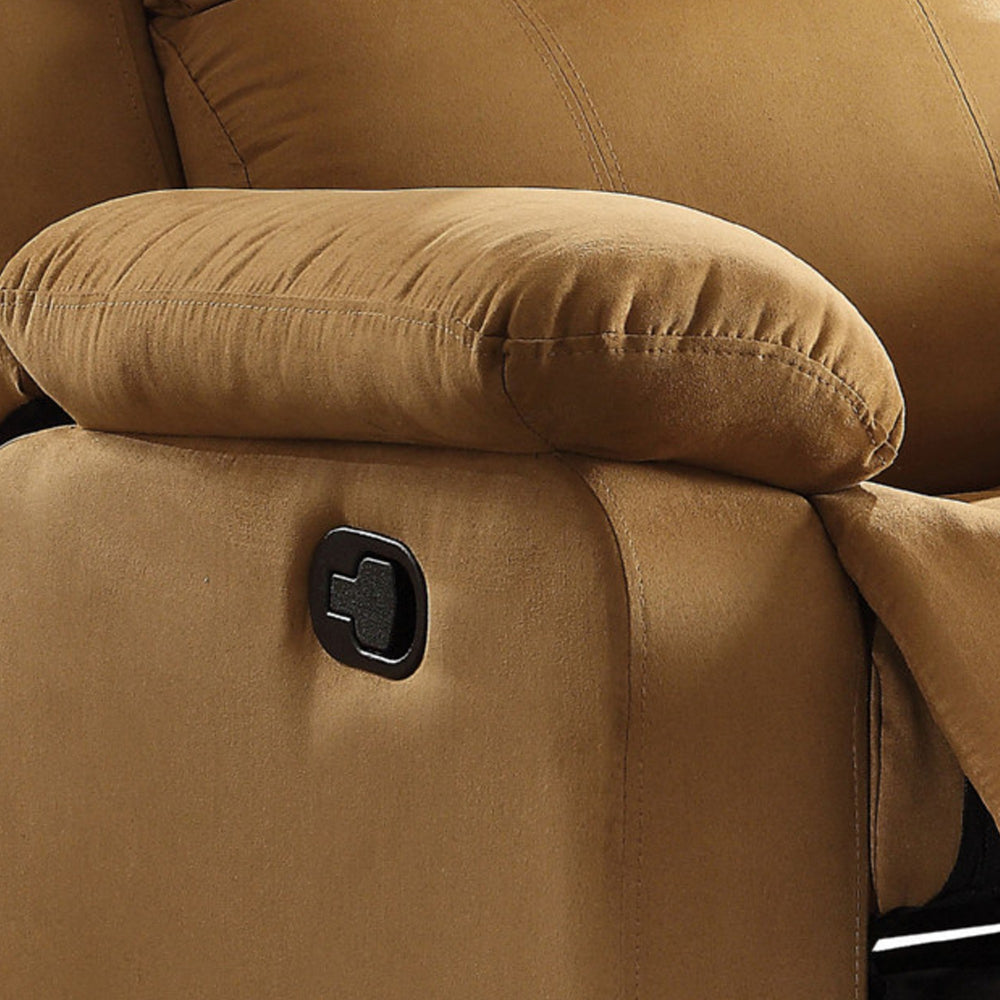 Microfiber Metal Glider Recliner Chair with Pillow Top Armrest Light Brown AMF-59468