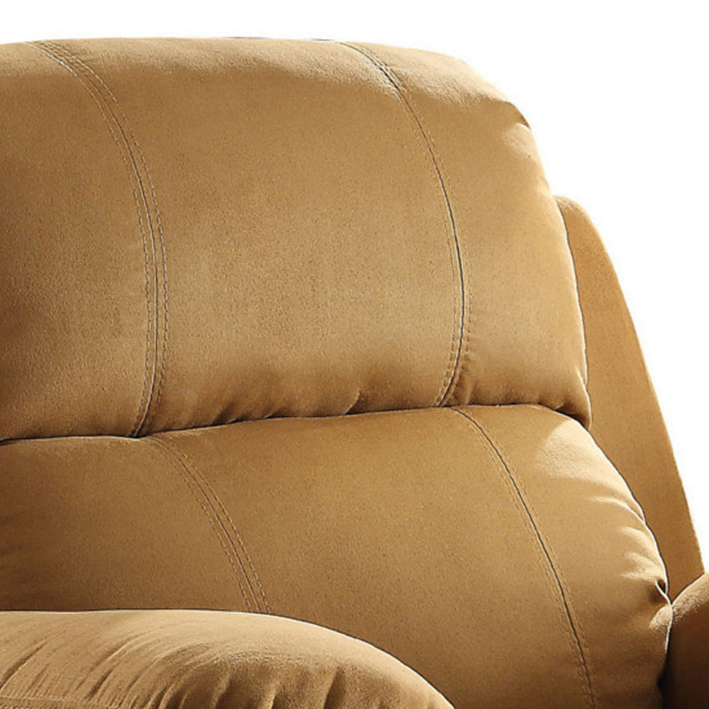 Microfiber Metal Glider Recliner Chair with Pillow Top Armrest, Light Brown