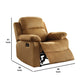 Microfiber Metal Glider Recliner Chair with Pillow Top Armrest Light Brown AMF-59468