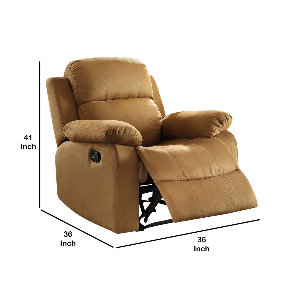 Microfiber Metal Glider Recliner Chair with Pillow Top Armrest Light Brown AMF-59468