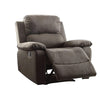 Contemporary Style Upholstered Recliner with Cushioned Armrests, Charcoal Gray