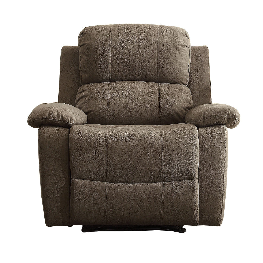 Contemporary Microfiber Upholstered Metal Recliner with Pillow Top Gray AMF-59528