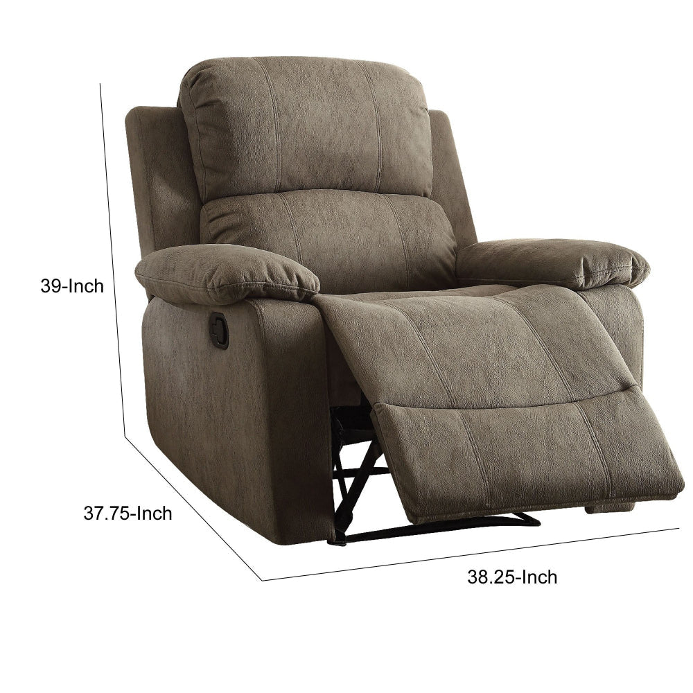 Contemporary Microfiber Upholstered Metal Recliner with Pillow Top Gray AMF-59528