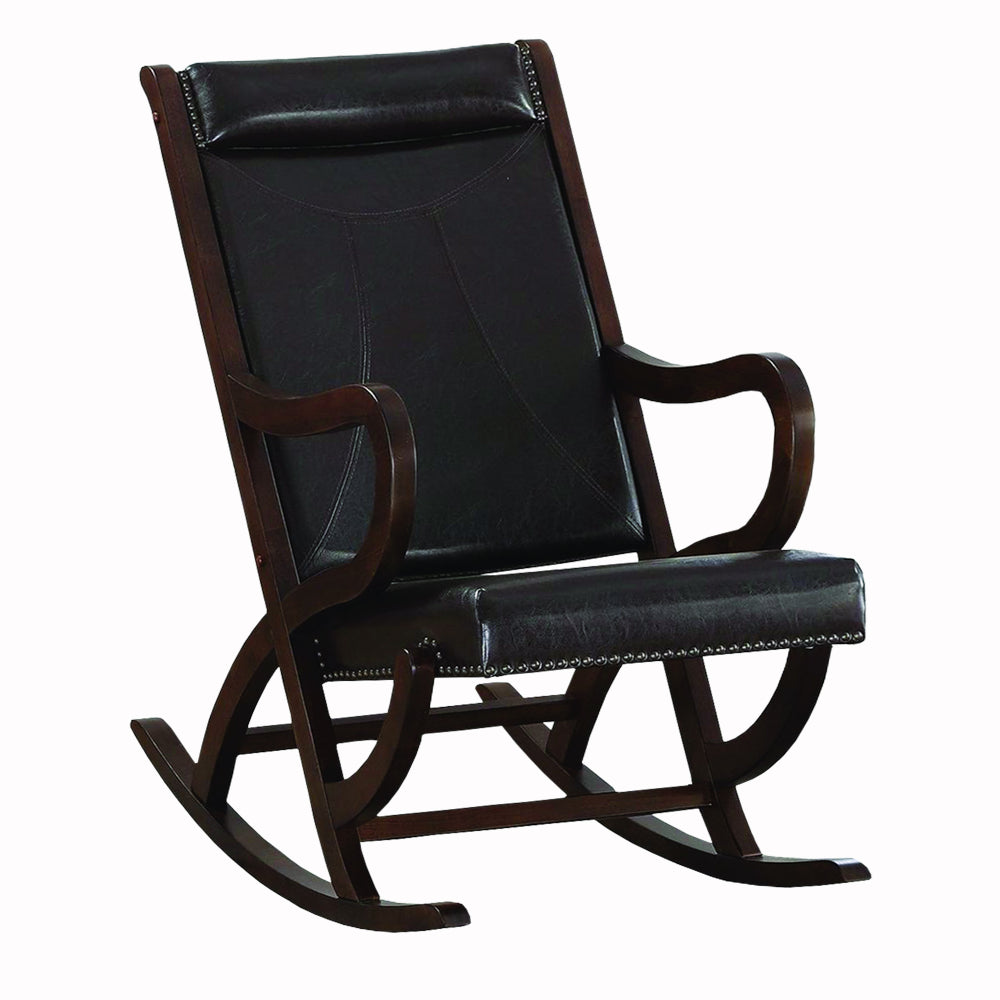 Faux Leather Upholstered Wooden Rocking Chair with Looped Arms Brown - 59535 AMF-59535