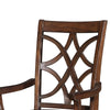 Wooden Arm Chair with Fabric Padded Seat and Lattice Design Backrest, Brown, Set of Two - 60258 By Casagear Home