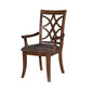 Wooden Arm Chair with Fabric Padded Seat and Lattice Design Backrest Brown Set of Two - 60258 By Casagear Home AMF-60258