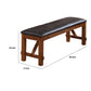 Leatherette Rectangular Shaped Bench with Block Legs Black and Brown AMF-70004