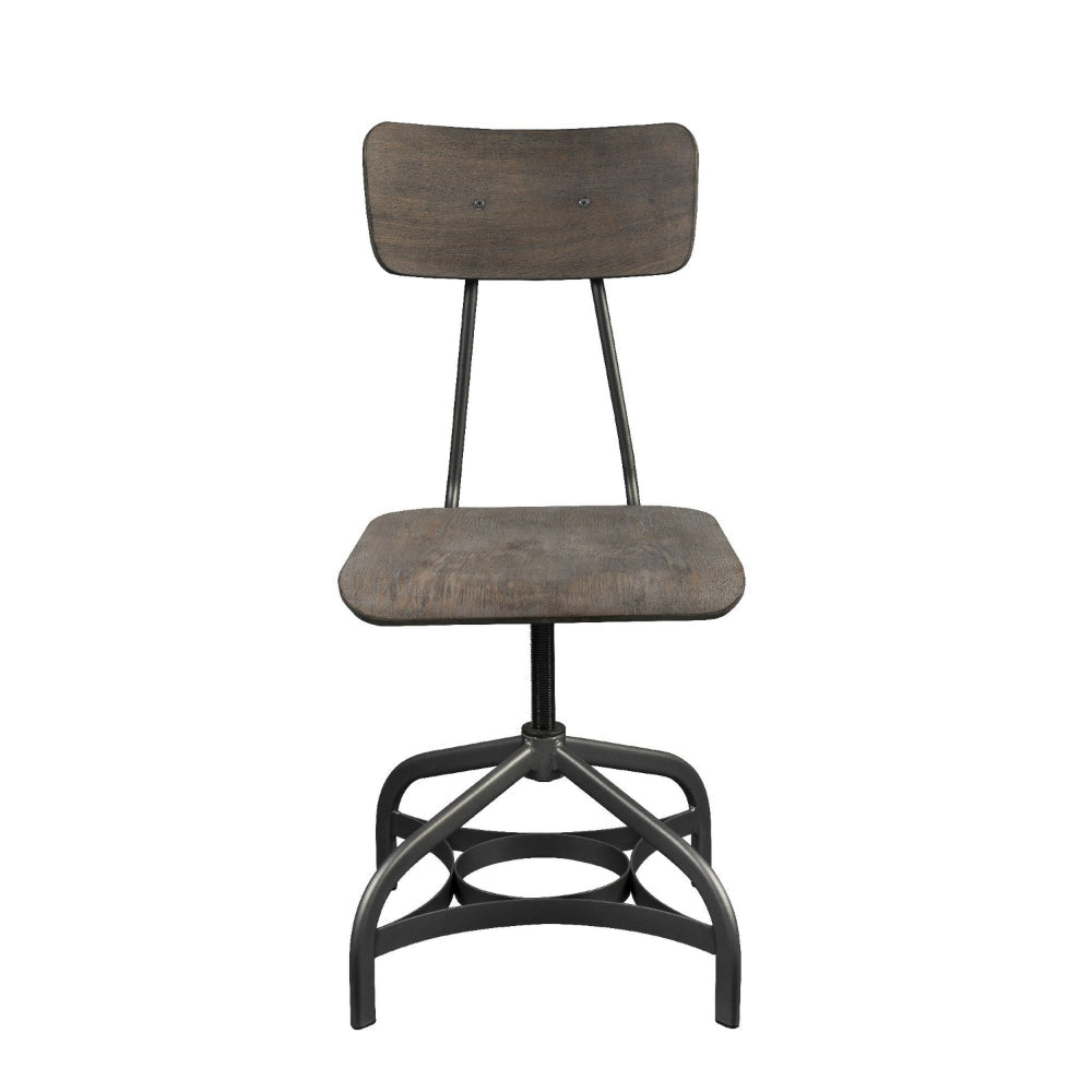 Metal Adjustable Side Chairs with Wooden Swivelling Seats and Open Backrest Gray Set of Two - 70277 AMF-70277