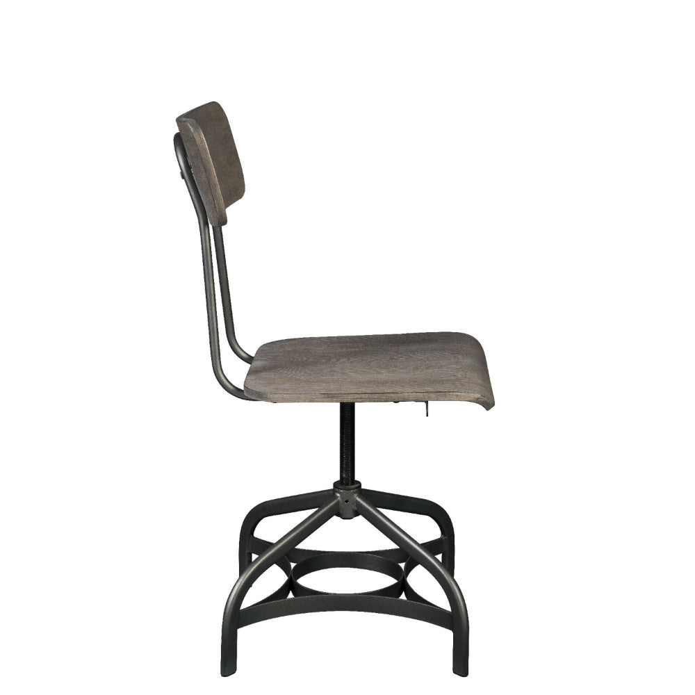 Metal Adjustable Side Chairs with Wooden Swivelling Seats and Open Backrest Gray Set of Two - 70277 AMF-70277